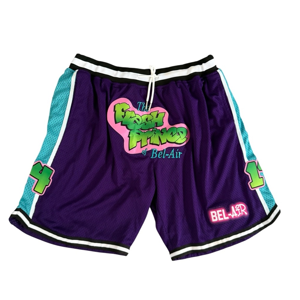 Men’s The Fresh Prince of Bel-Air Purple Logo Shorts Size 3XL. New with Tags! - Picture 2 of 13